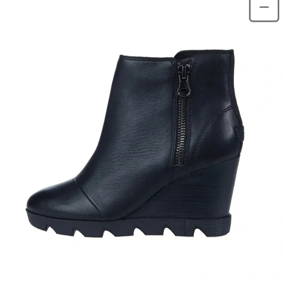 NEW SOREL JOAN UPTOWN ZIP WEDGE BLACK BOOTS - Picture 5 of 9